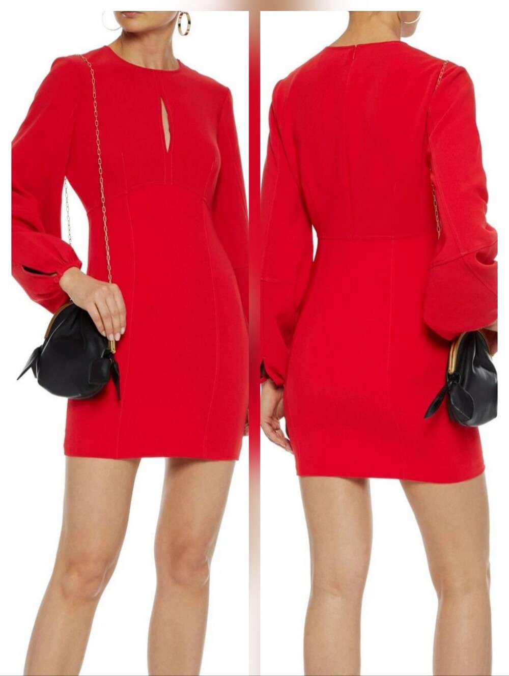Cinq à Sept Red Balloon Sleeve Sheath Dress Size 0